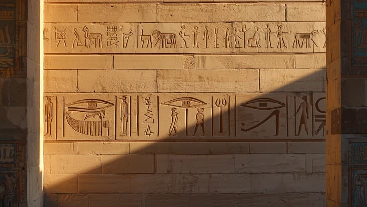 Carved stone in raking light